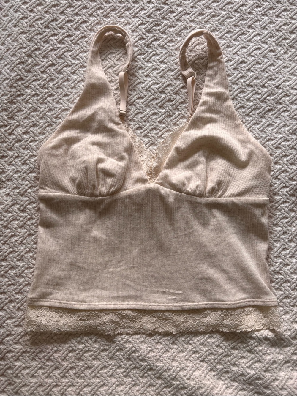 Aerie Lace Trim Camisole in Beige